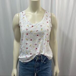 Denver Hayes Cotton "Artisan Tank" Relaxed Fit Fruit Print , Size Medium